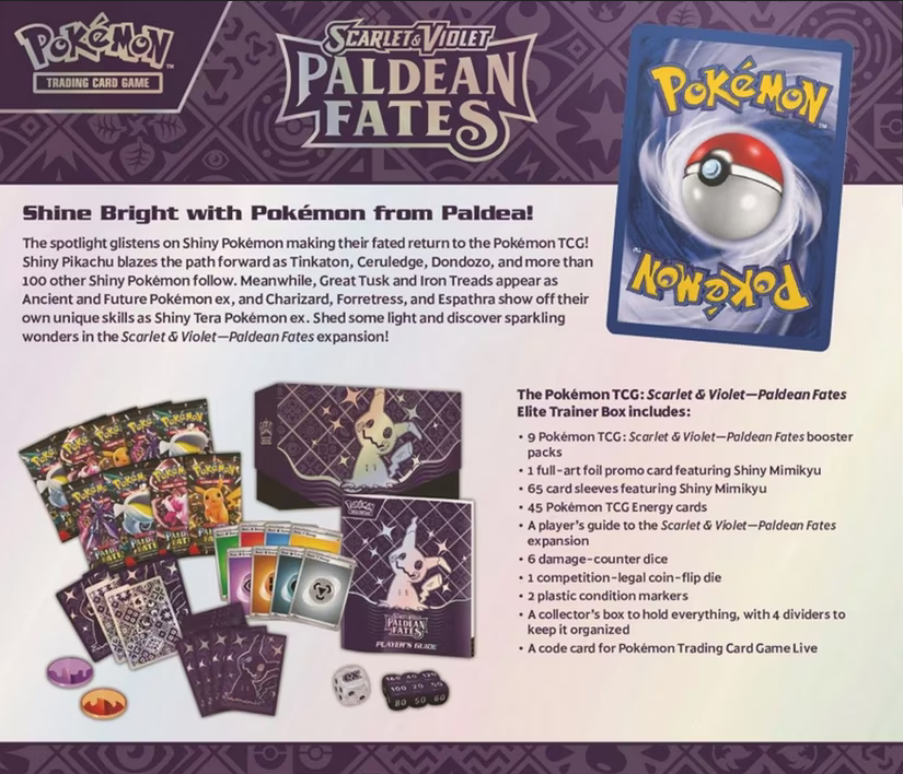 Pokemon TCG: Scarlet & Violet 4.5 Paldean Fates - Elite Trainer Box