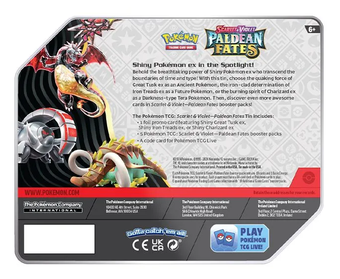 Pokemon TCG: Scarlet & Violet Paldean Fates 5-Booster Tin - Iron Treads